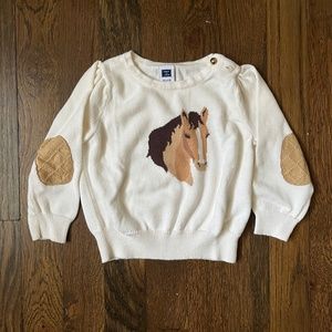 Janie & Jack Baby Ivory Horse Sweater 12-18 mos